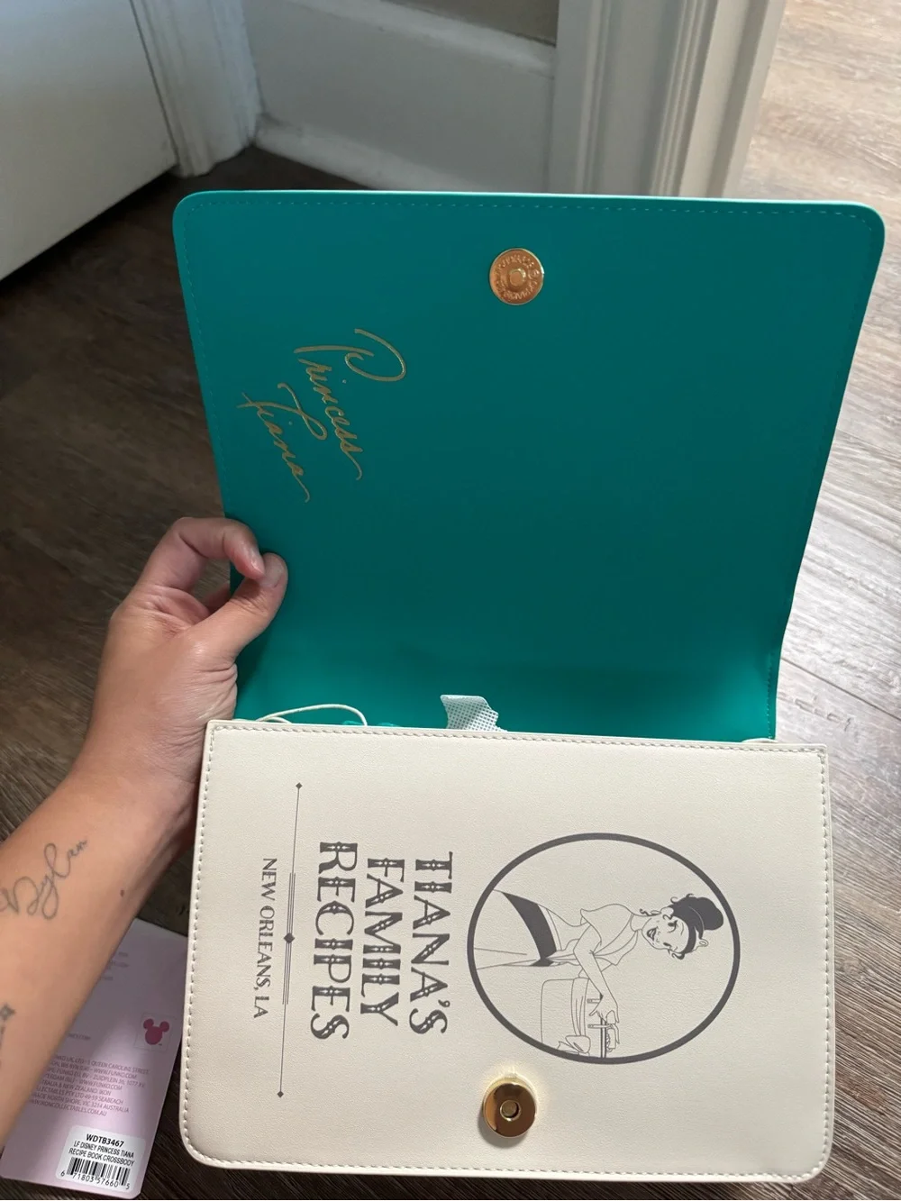 Tiana's Family Recipes Green & Gold Recipe Clutch Bag